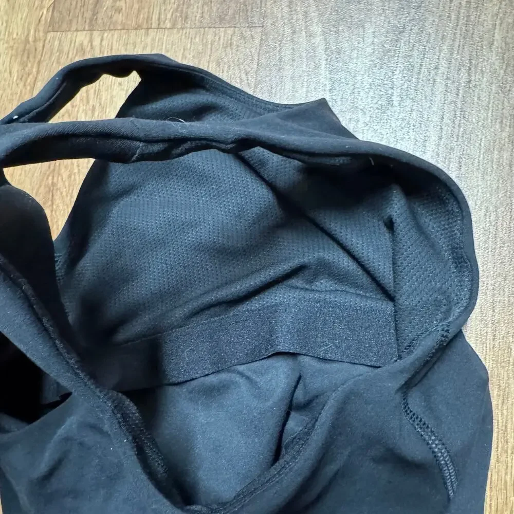 Athleta Girl Long Line Sports Bra Tank Solid Black Yoga Top Size M/8-10 Medium